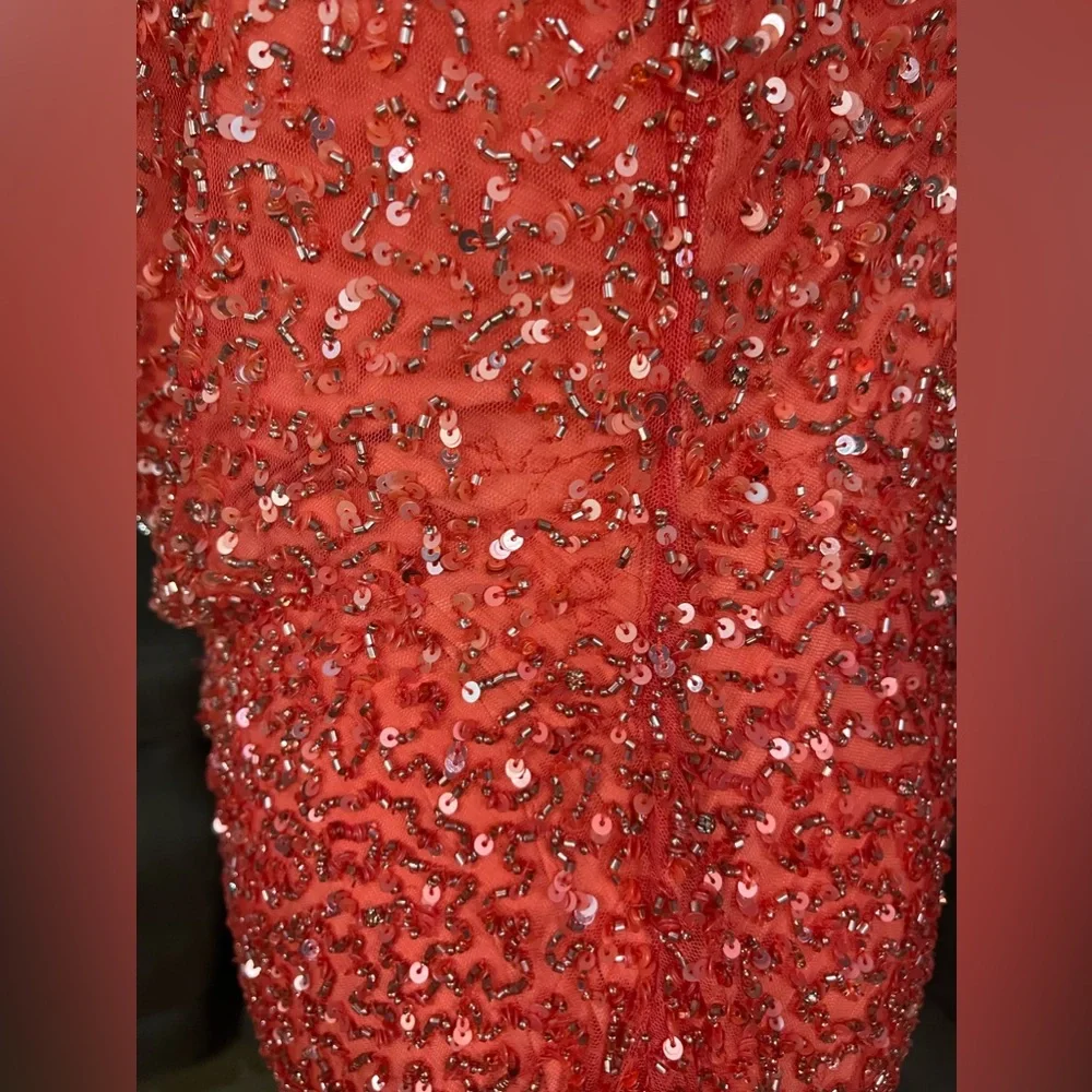 NWT Retrofete Mich Sequin Mini Dress Peach Coral Ombrè Sz L Sexy Cocktail Party - Picture 5 of 16